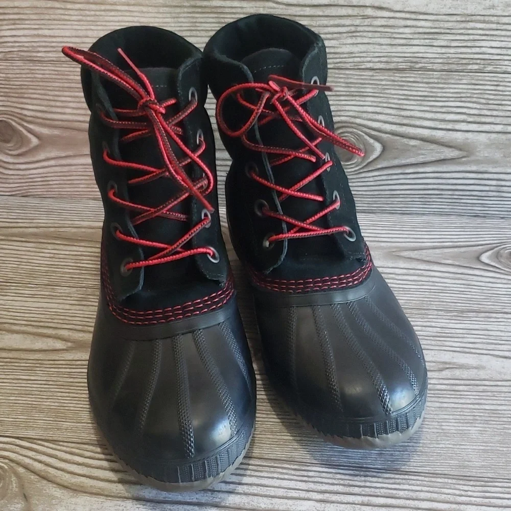 Sorel black suede and rubber waterproof mens lace up boots size 7